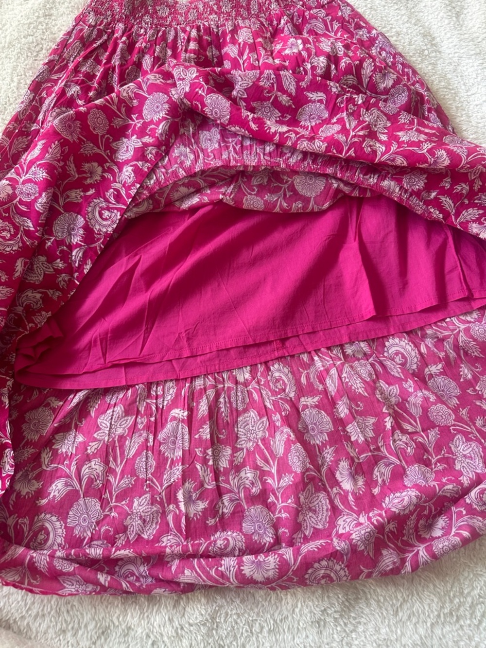 Destination 365 Fuchsia Floral Print Pull On Maxi Skirt 100% Cotton Size M NWOT - Picture 8 of 12